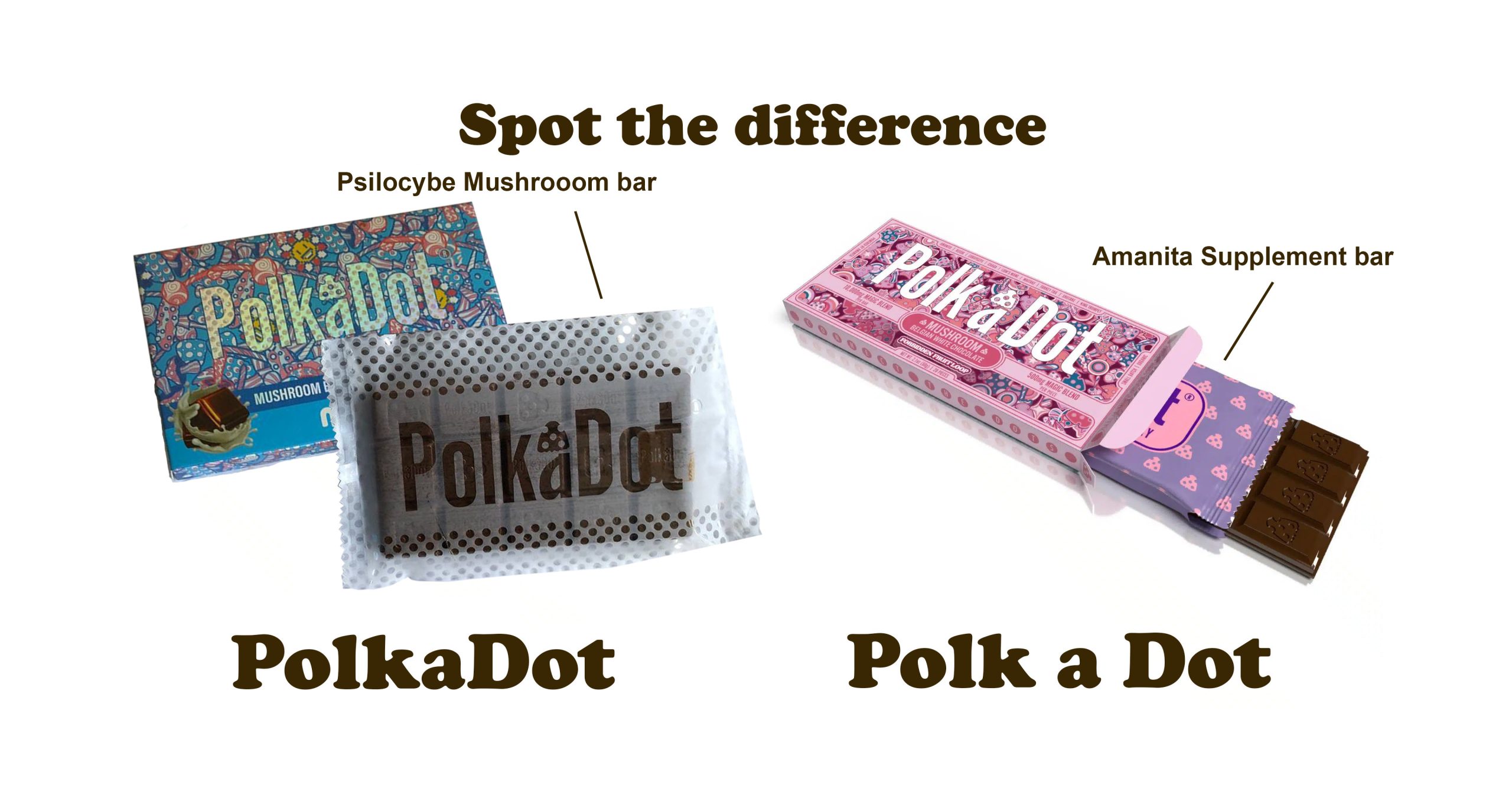 polkadot mushroom chocolate bar real vs fake